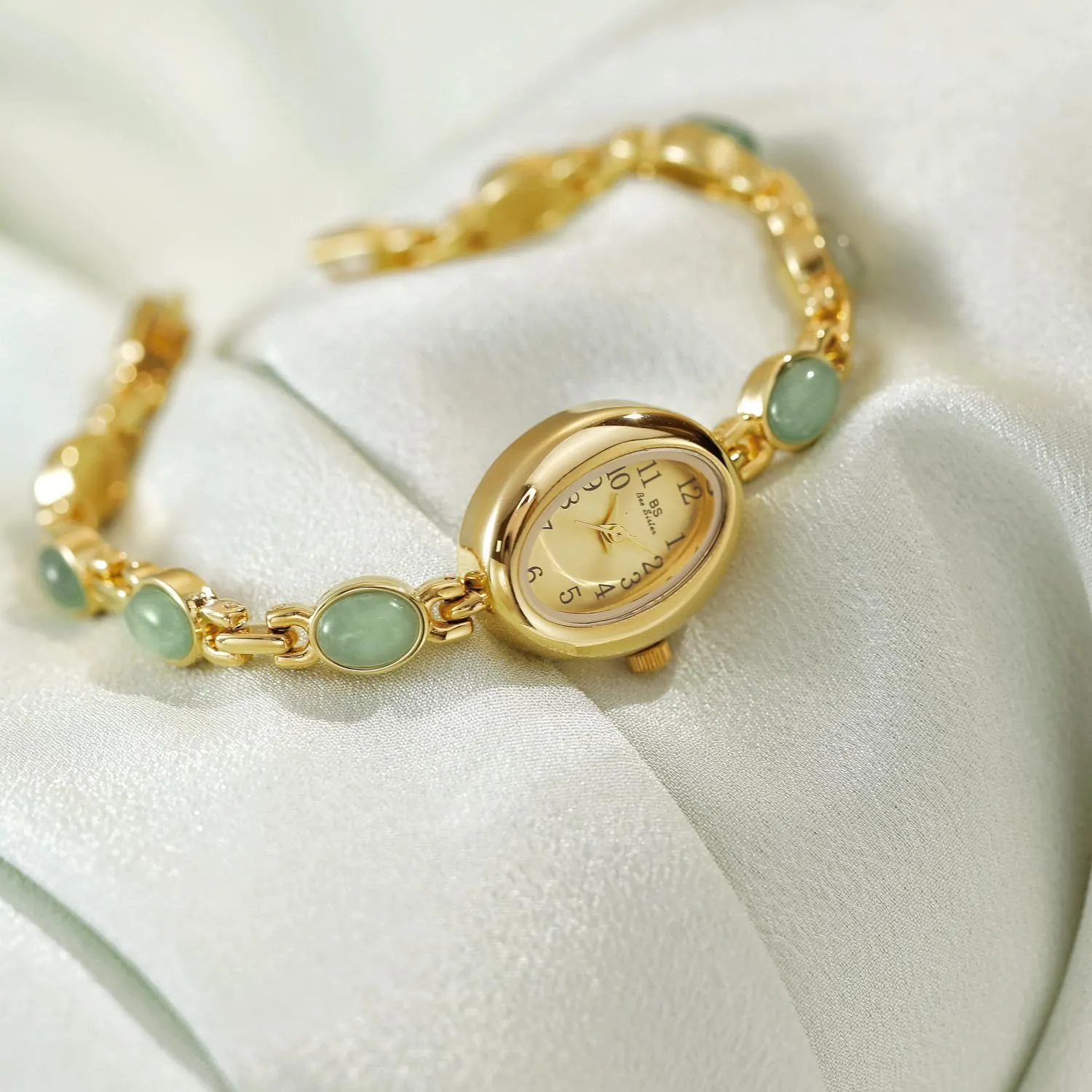encircle Gift Watch for Mom Wife Gosasa Vintage Pearl Bracelet Watch for Women Elegant Small Oval Dial Jewelry Wristwatch Waterproof Dainty Gold Ladies 