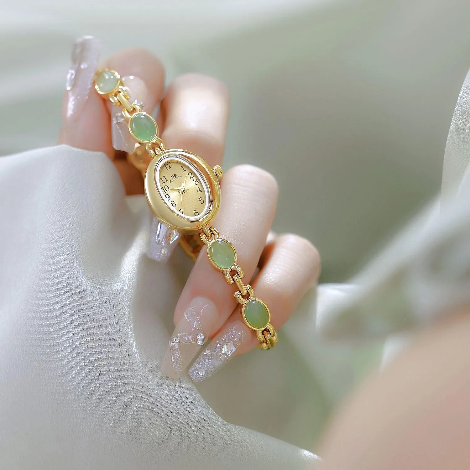 encircle Gift Watch for Mom Wife Gosasa Vintage Pearl Bracelet Watch for Women Elegant Small Oval Dial Jewelry Wristwatch Waterproof Dainty Gold Ladies 