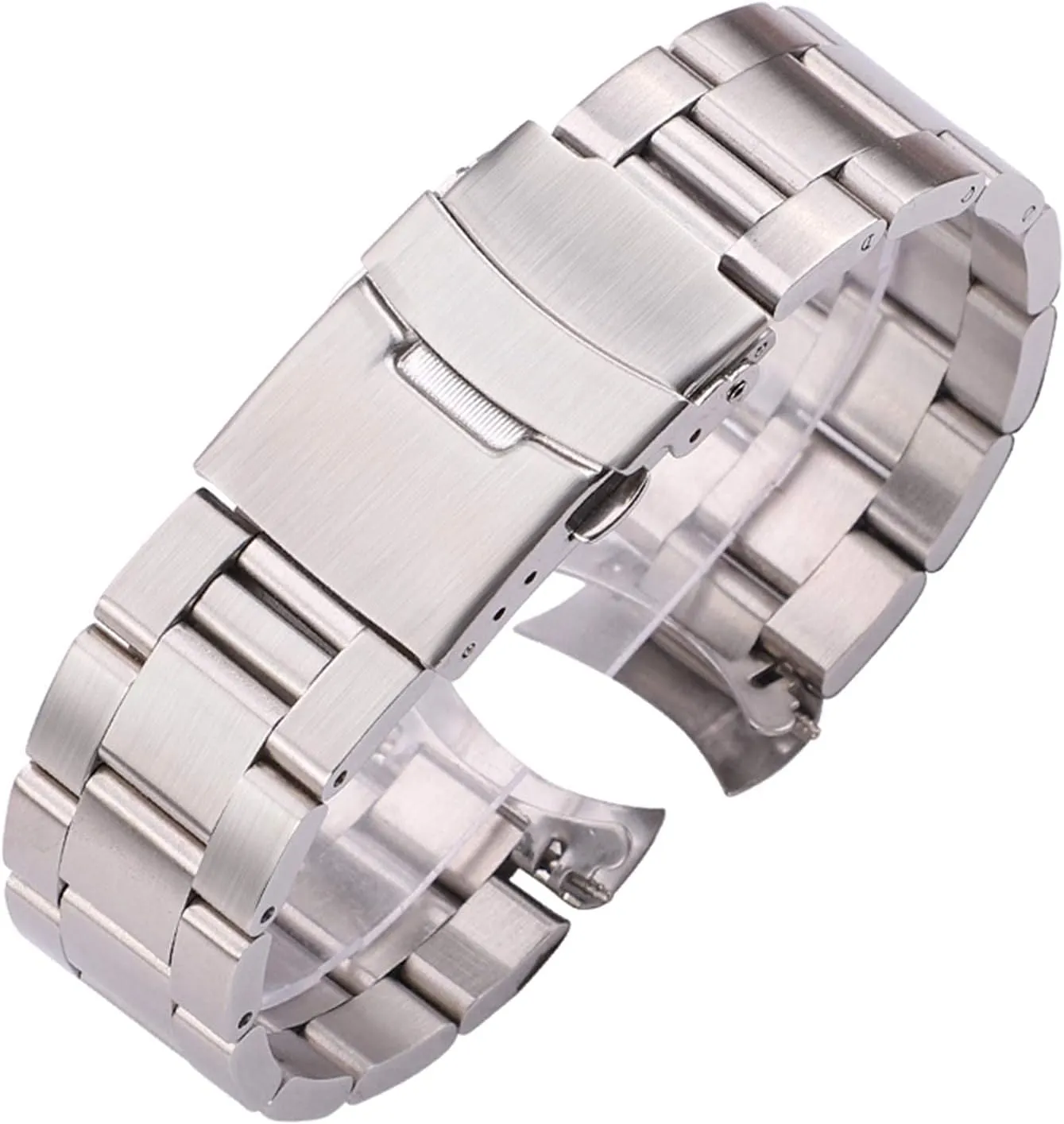 End Watch Band Strap Clocks Accessories Bracelet (Band Color : Black, Band Width : 20mm) Metal Replacement Band,Watch asymmetrical Straps, Stainless Steel Watchband Bracelet 20mm 22mm Men Metal Brushed Curved 