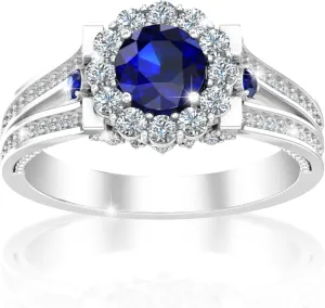 Engagement Ring Womens Platinum Silver Sparkle ghost Gemstone Bridal 