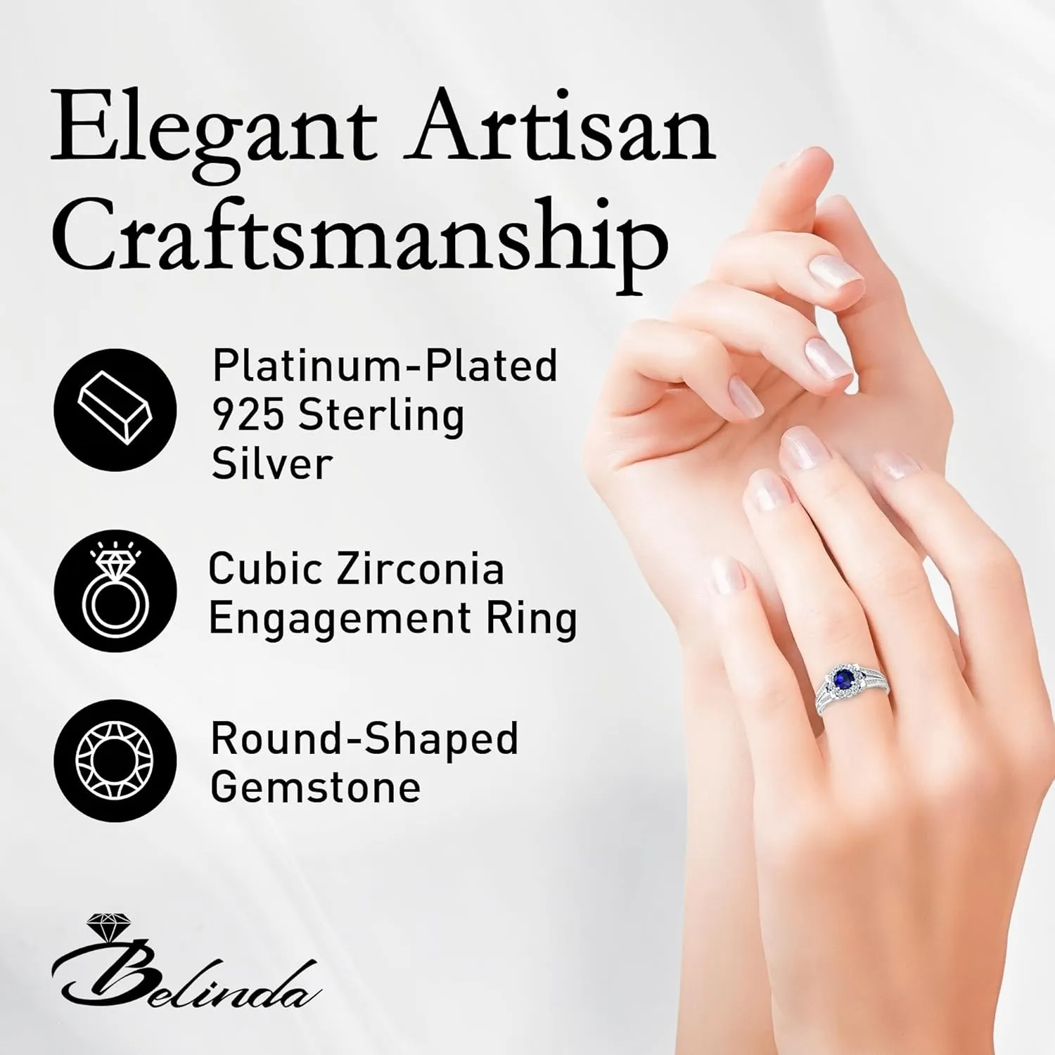 Engagement Ring Womens Platinum Silver Sparkle ghost Gemstone Bridal 