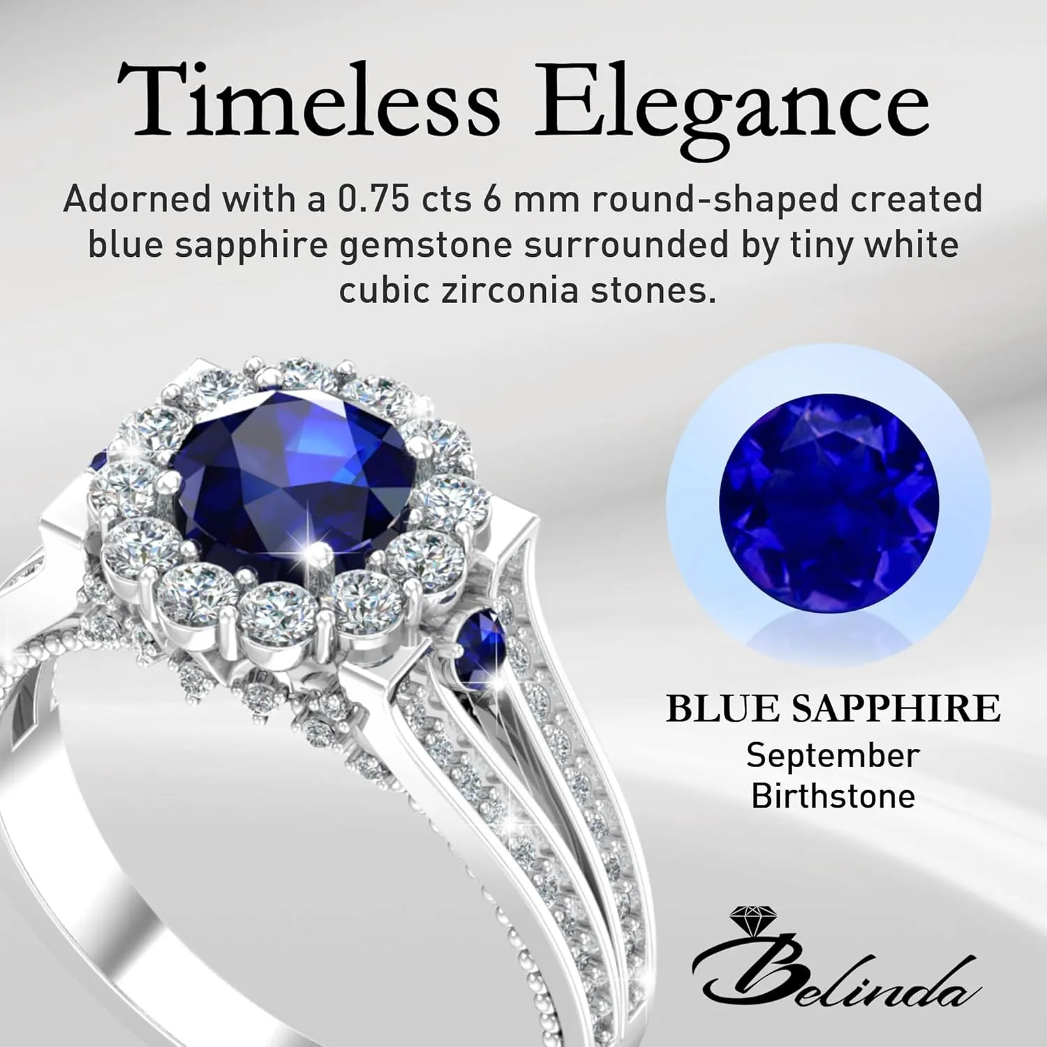 Engagement Ring Womens Platinum Silver Sparkle ghost Gemstone Bridal 