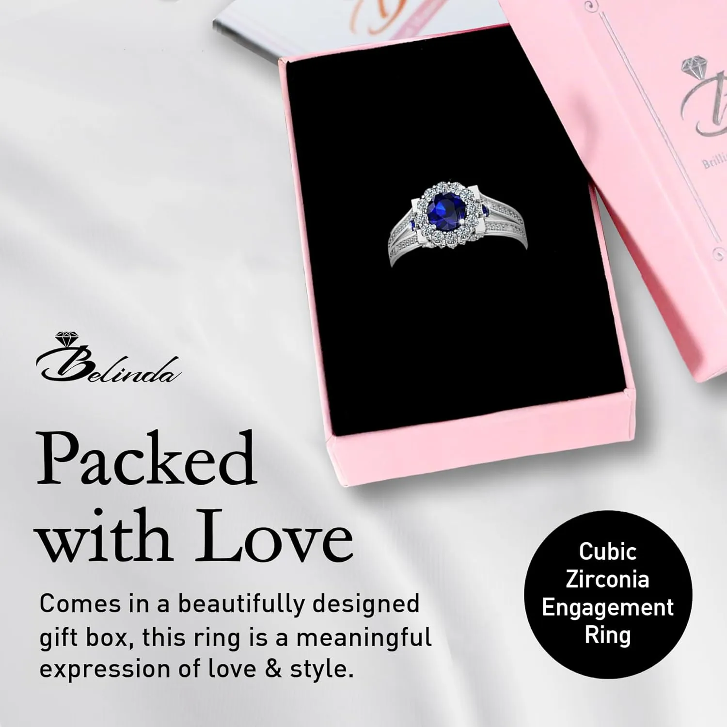 Engagement Ring Womens Platinum Silver Sparkle ghost Gemstone Bridal 