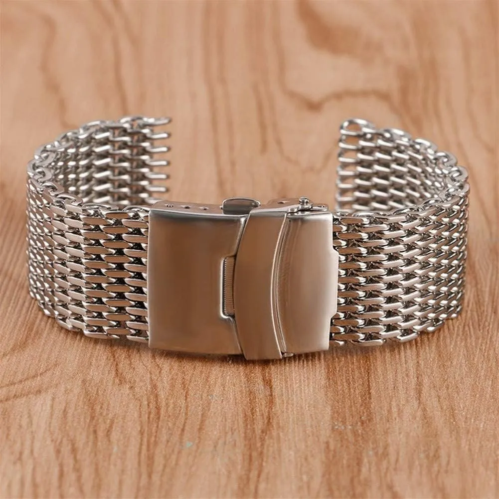 equip laudable code supervise cool watches mesh stainless steel silver wristwatch band strap replacement   2 spring watch strap 18/20/22mm watchband 