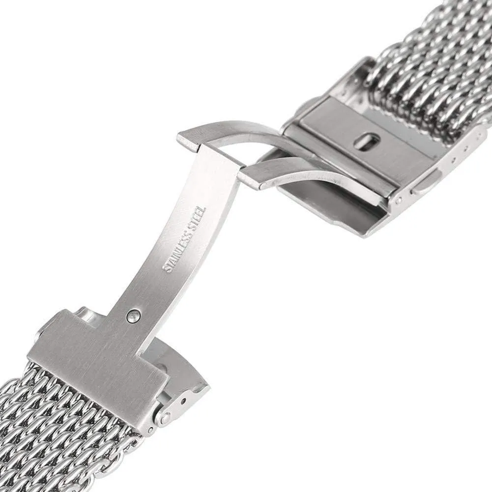 equip laudable code supervise cool watches mesh stainless steel silver wristwatch band strap replacement   2 spring watch strap 18/20/22mm watchband 