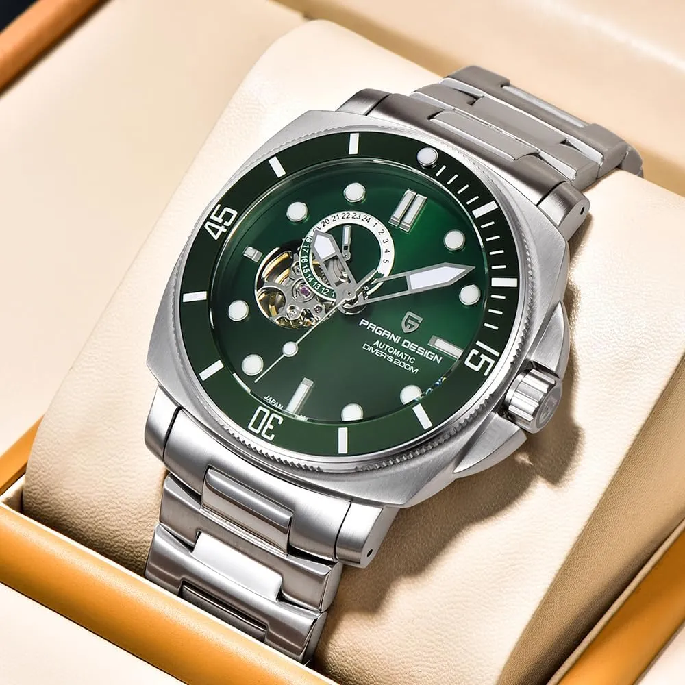 Fashion Analogue Wristwatches negligible wit NH39 Movement 200M Waterproof Nylon Strap Luminous Pagani Design Men's Automatic Watch Tourbillon Skeleton 