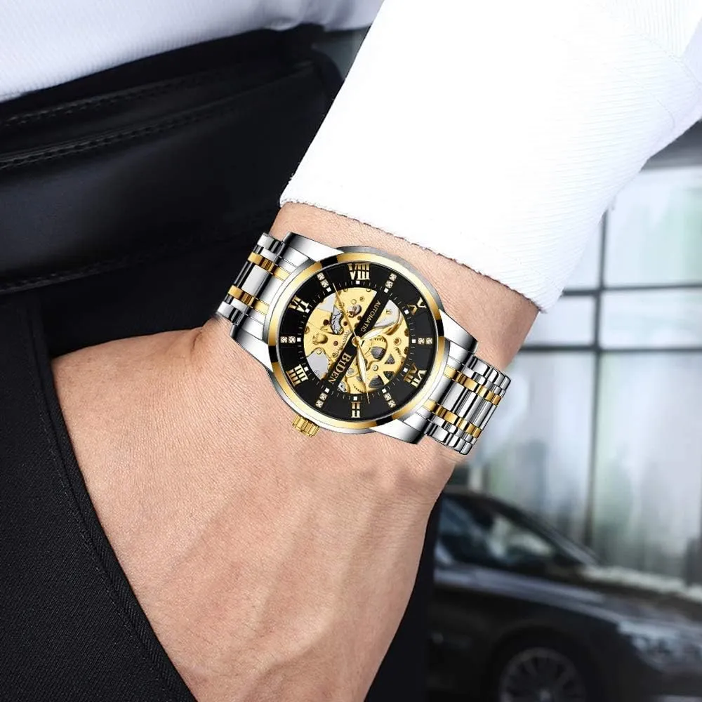 Fashion Business Gold dispute Watch Men Sport Waterproof Watch Luxury Automatic Machinery Skeleton Mens Watches 