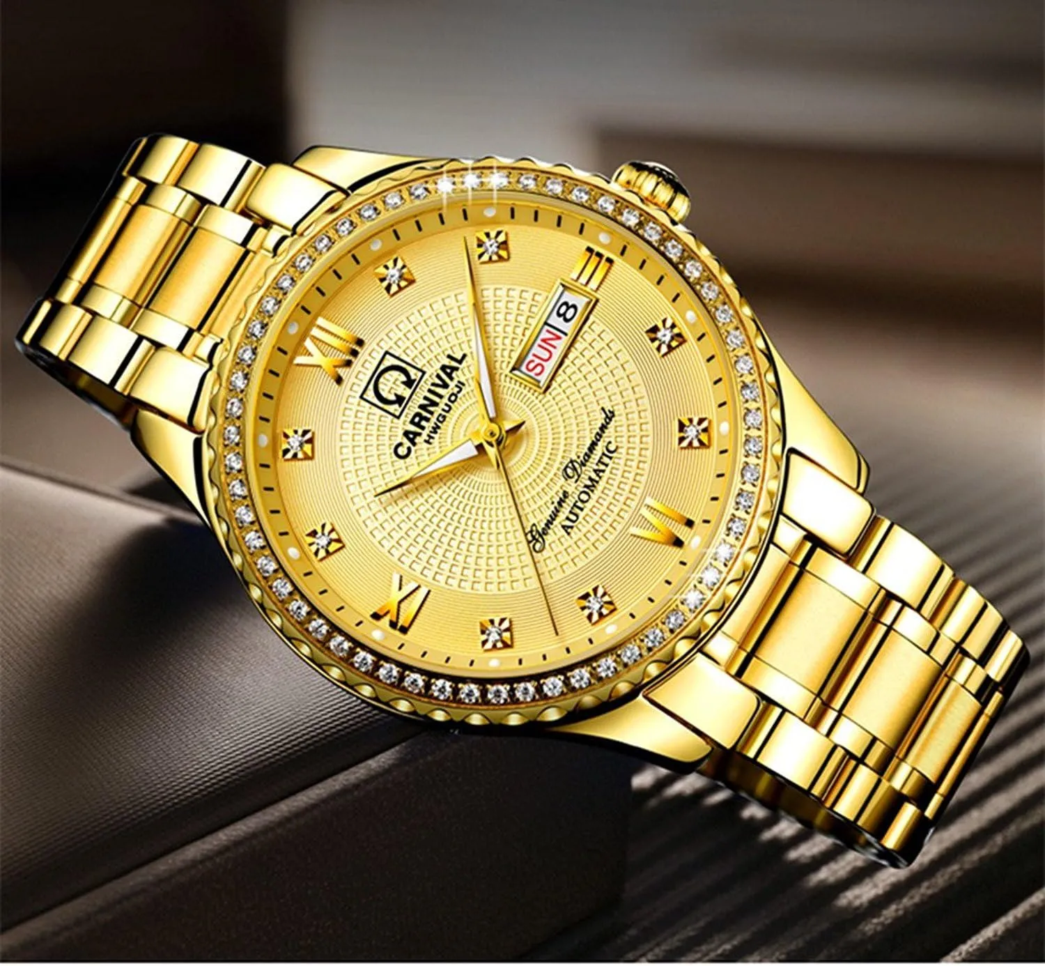 Fashion Diamond Dress Wrist Watches defensible MASTOP Automatic Watches for Men's Luxury Gold Silver Stainless Steel Watch 