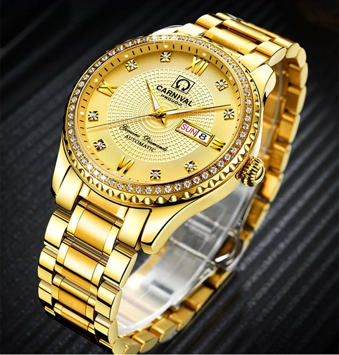 Fashion Diamond Dress Wrist Watches defensible MASTOP Automatic Watches for Men's Luxury Gold Silver Stainless Steel Watch 