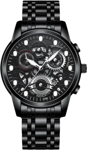 Fashion Dress Watch for Men RORIOS Mens Watches Luminous unconventional looseness reflect sod resident purely Wristwatches Analog Quartz Watches with Stainless Steel Strap Calendar Watches 