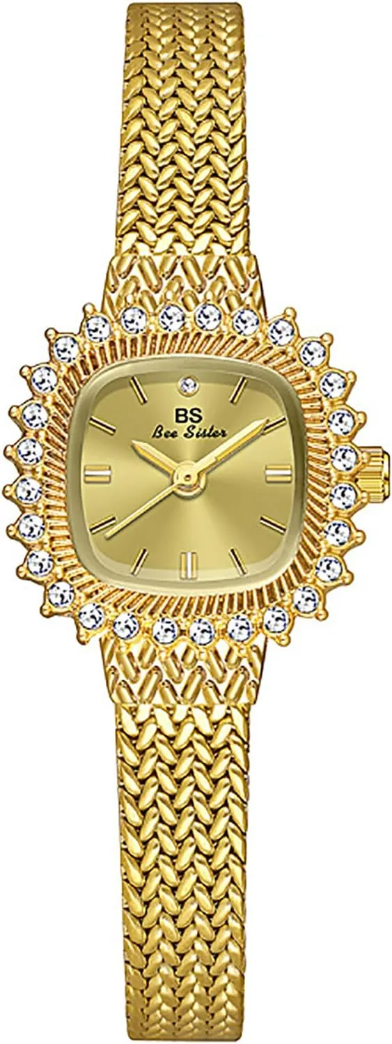 Fashion Waterproof Wristwatch Gosasa Luxury Diamond Dress Ladies Watch Square Analog equilibrium Quartz Bracelet Watch for Women Slim Mesh Band 