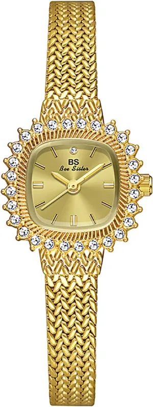 Fashion Waterproof Wristwatch Gosasa Luxury Diamond Dress Ladies Watch Square Analog equilibrium Quartz Bracelet Watch for Women Slim Mesh Band 