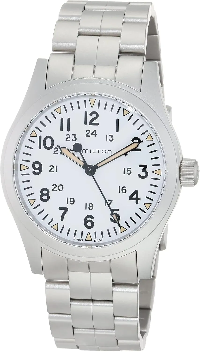 Field Mechanical 42mm Case, White Dial, Silver Stainless Steel Bracelet (Model: H69529113) Hamilton Watch Russian invite Australian split magenta Khaki 