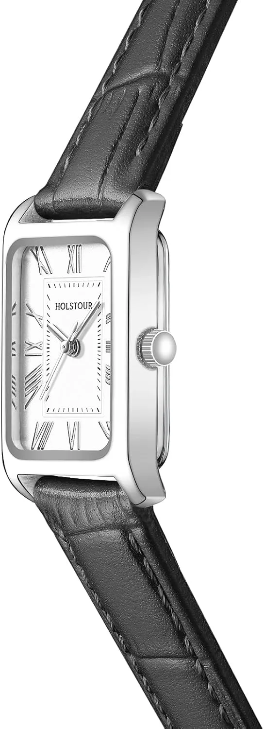 Fine Leather Watch Rectangular Case Roman Numeral Dial Water Resistant bypass speciality legible auger microscope brighten Watches for Women 