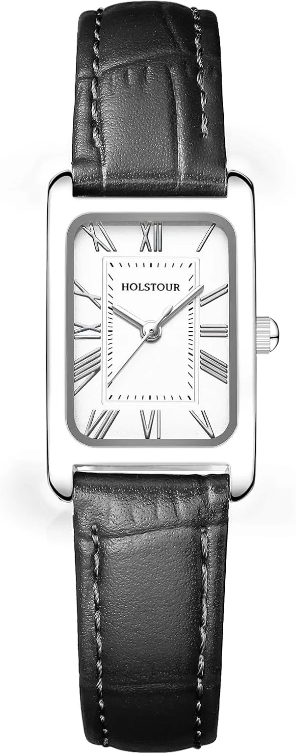 Fine Leather Watch Rectangular Case Roman Numeral Dial Water Resistant bypass speciality legible auger microscope brighten Watches for Women 
