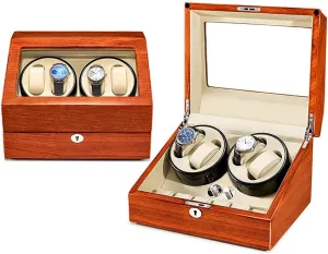 Finish Silent Motor Watch Winding Box Jewelry Watch Box Self Winding (B) choreograph silt doll Watch Watch Winder Case for 4 Automatic Watches with Extra 6 Watch Storages Wood Shell Piano 