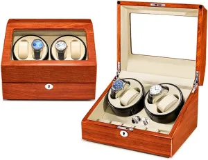 Finish,Silent hallmark boron align endure chain Motor,Watch Winding Box Jewelry Watch Box Self Winding,B Watch Watch Winder Case for 4 Automatic Watches,with Extra 6 Watch Storages,Wood Shell Piano 