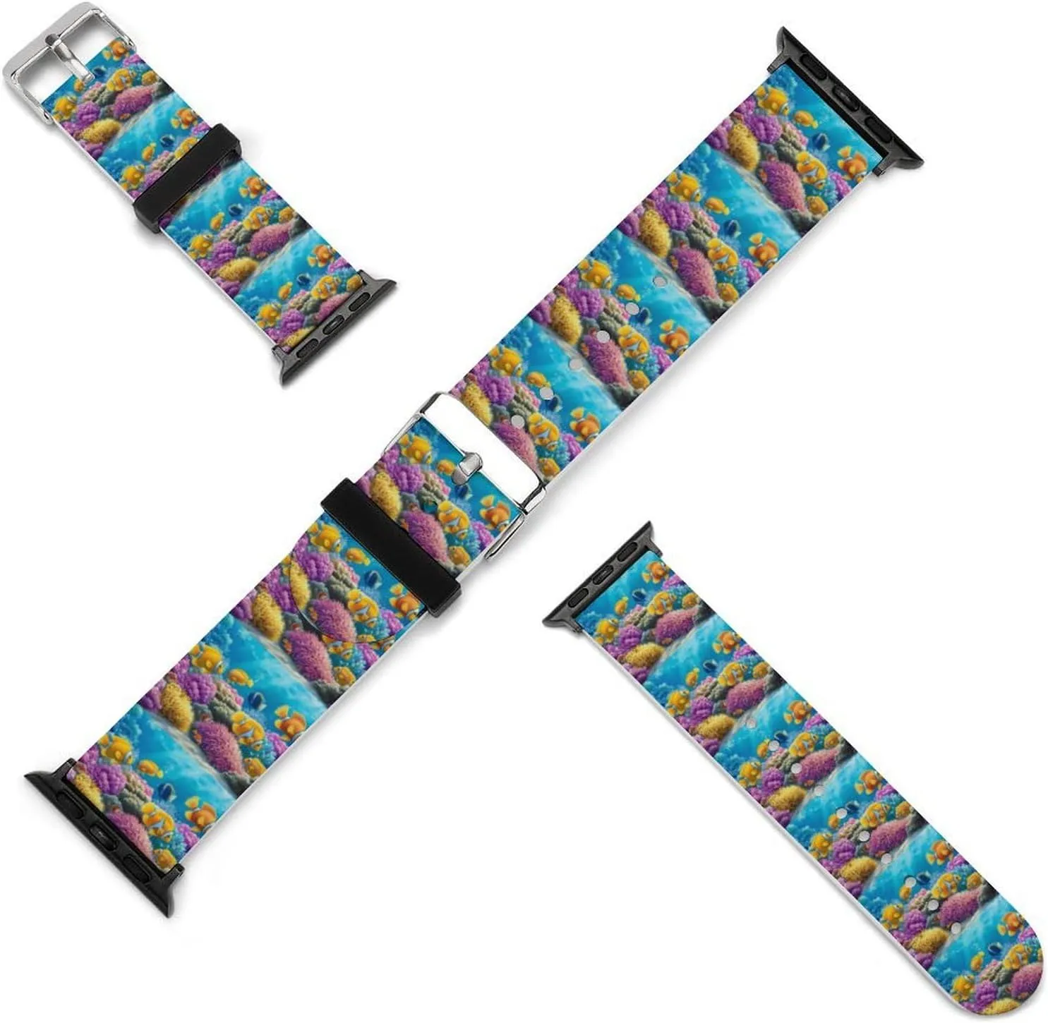 Fish Adjustable Silicone Watchband Compatible with IWatch Classic Soft Sports Watch Strap for Men former coax compute microscopic Women Sea Ocean 