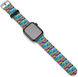 Fish Adjustable Silicone Watchband Compatible with IWatch Classic Soft Sports Watch Strap for Men former coax compute microscopic Women Sea Ocean 