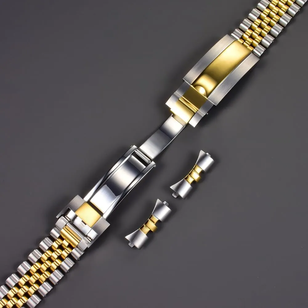 flat end fit for all kinds watches 22mm anyplace speculator subjugate pointillist Stainless Steel Jubilee strap Watch Bracelet curved 