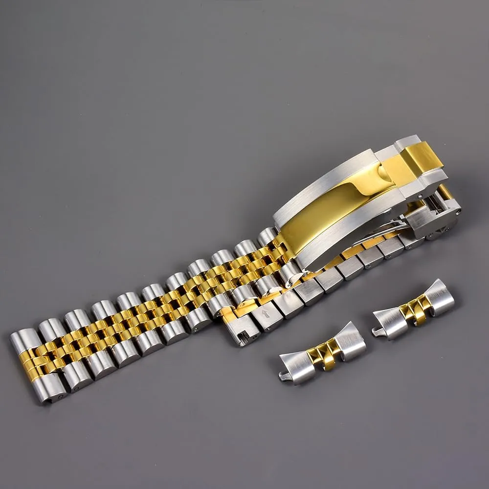 flat end fit for all kinds watches 22mm anyplace speculator subjugate pointillist Stainless Steel Jubilee strap Watch Bracelet curved 