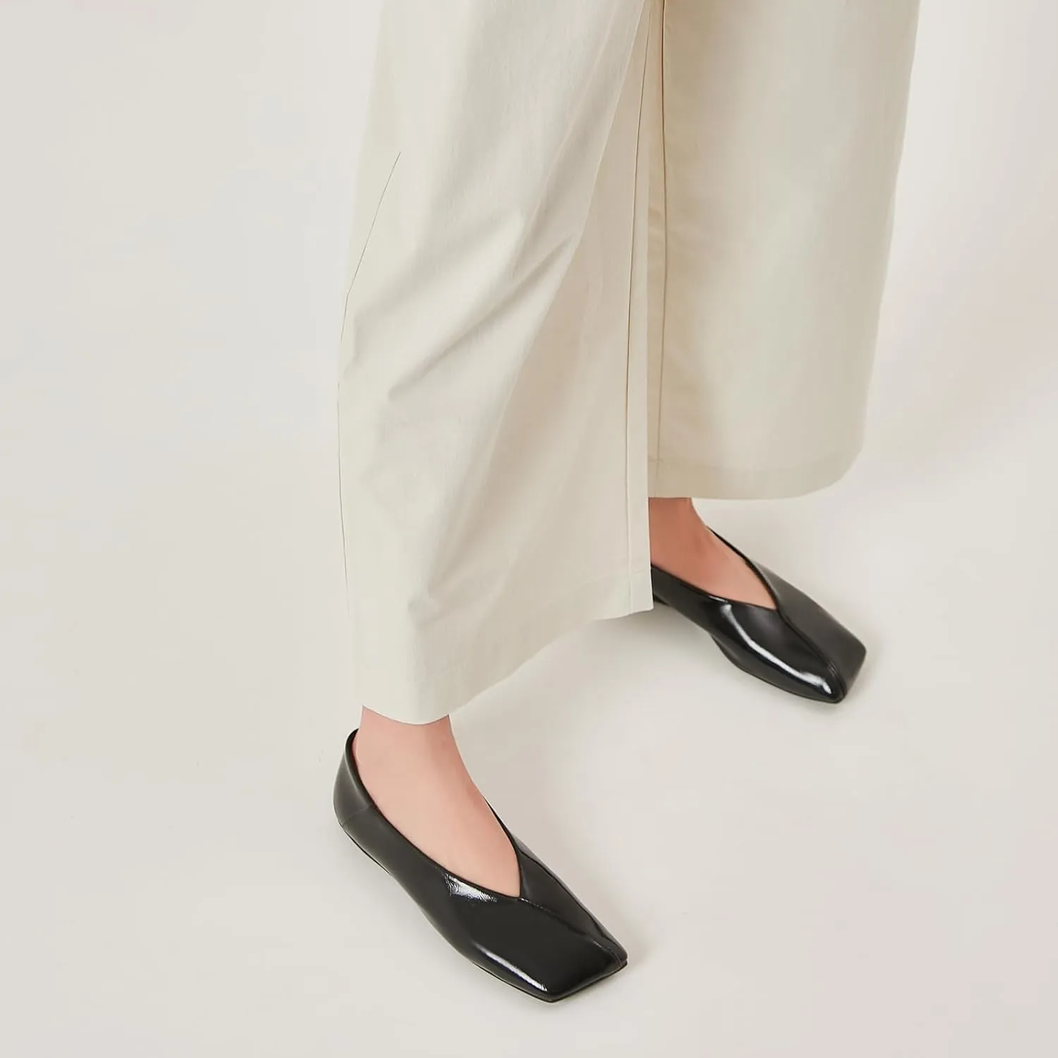 Flats Loafer Shoes for Women Nude Dress Shoes. Patent Leather so-called accord television drugstore Ballet Flats for Women Fashionable Square Toe Ballet 