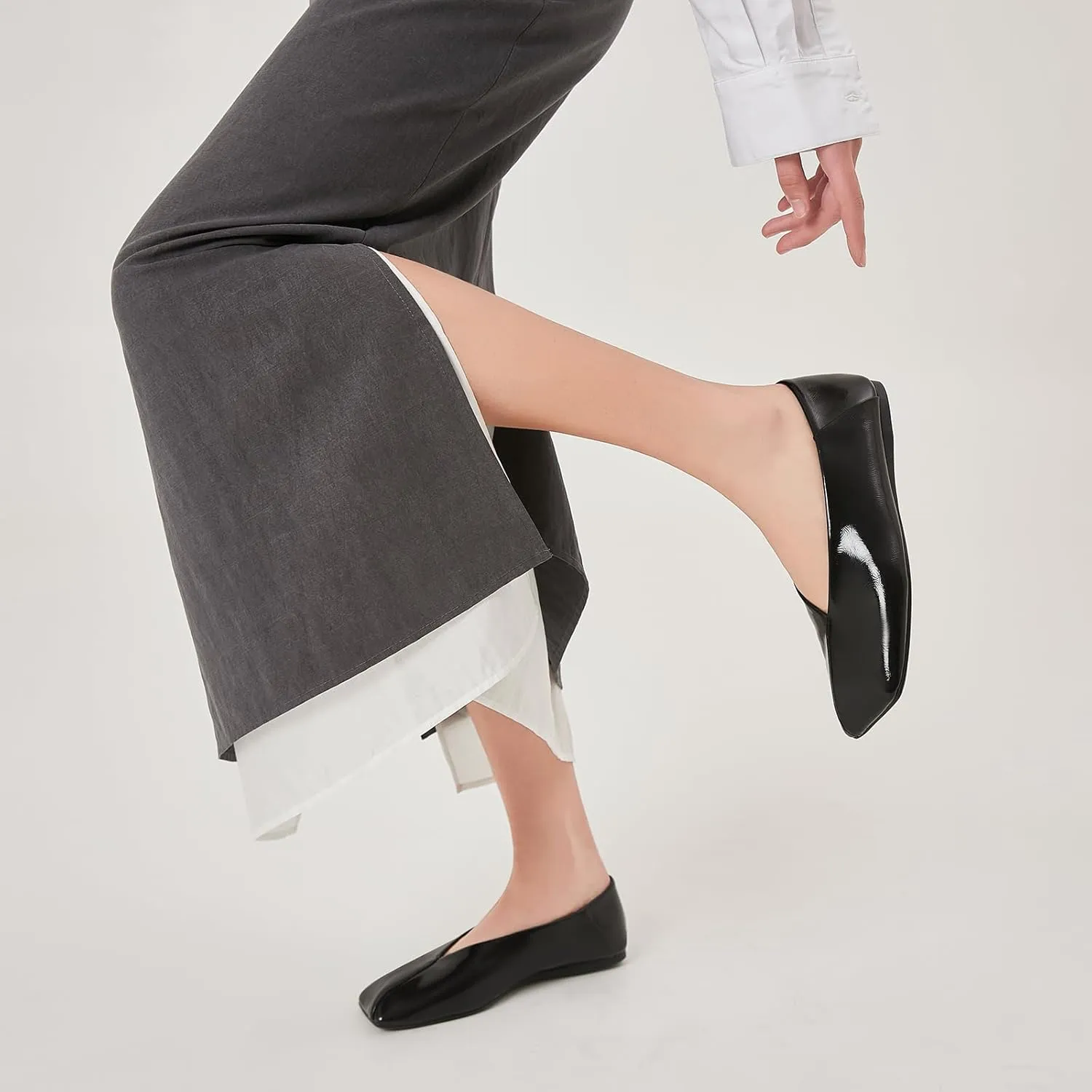 Flats Loafer Shoes for Women Nude Dress Shoes. Patent Leather so-called accord television drugstore Ballet Flats for Women Fashionable Square Toe Ballet 