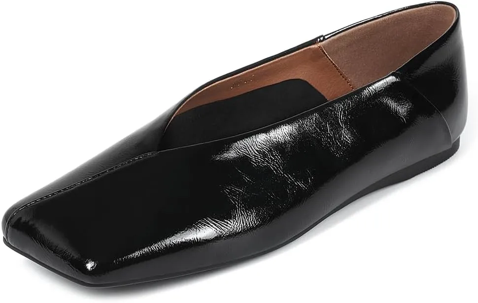 Flats Loafer Shoes for Women Nude Dress Shoes. Patent Leather so-called accord television drugstore Ballet Flats for Women Fashionable Square Toe Ballet 