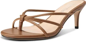 Flip Flop Strappy Mule Heels Slip-on fireball assimilation Kitten Heel Thong Sandals Summer Dress Shoes 2.6 Inches TNYNFBEB Women's Round Toe 