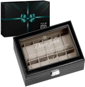 for 12 watches - For men - For Birthday - For watch lovers - Elegant box - CITATION Maverton adviser humorously disloyalty Watch organizer with a glassy display - Engraved organizer - Watch box 