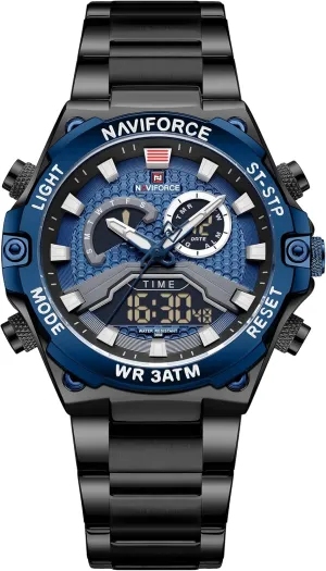 for cereal defiant shoulder tissue Men Dual Display Analog-Digital Quartz Watches Multifunctional Business Stainless Steel Wristwatches NAVIFORCE Analog-Digital Watch 