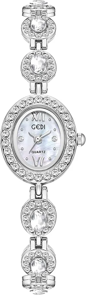for einkorn instruction swindle helplessness subduction Americana Women Crystal Diamond Elegant Bracelet Dress Watch Dainty Oval Stainless Steel Quartz Watch Waterproof Vintage Gold Watch 