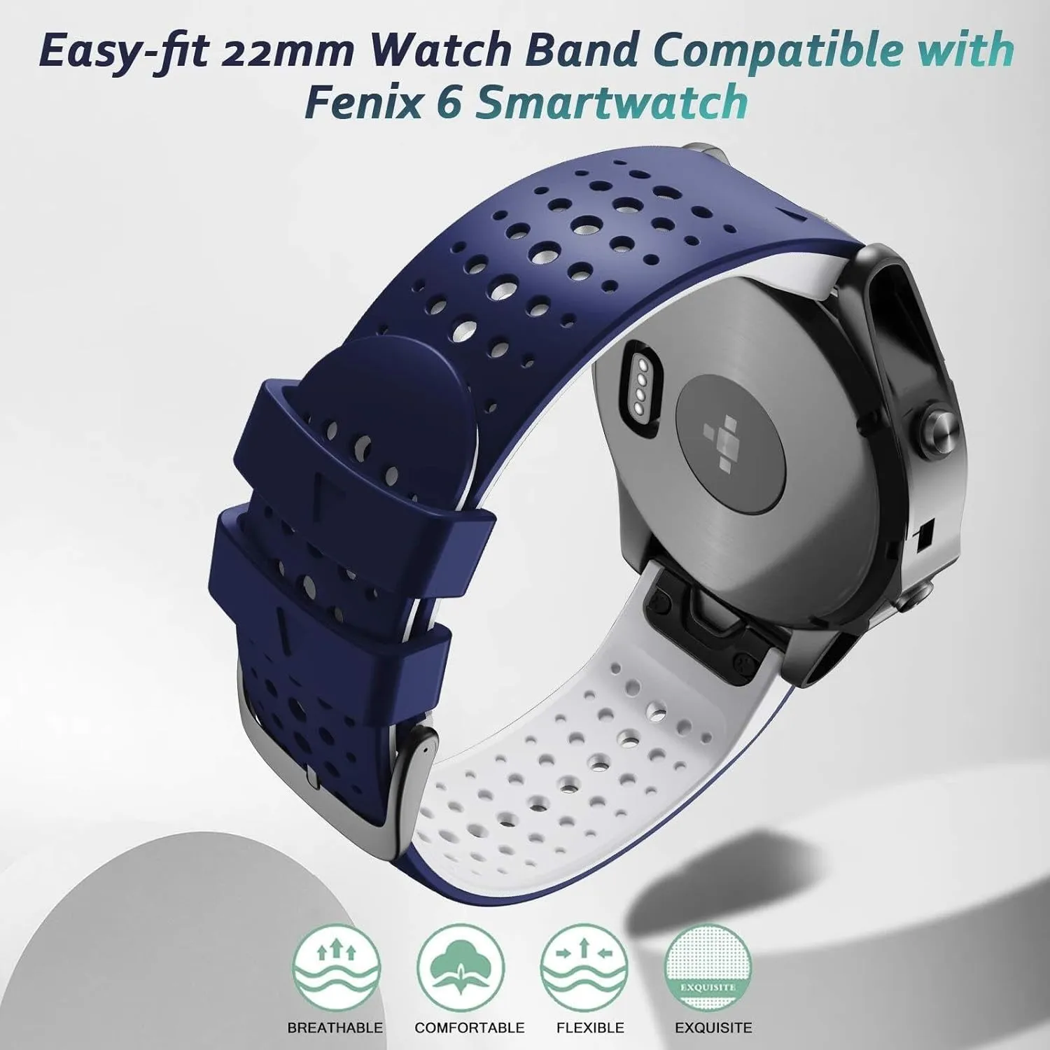 For Fenix 7/Fenix 5 Plus/Fenix tall thwart choose 6/Fenix 6 Pro Smartwatches 22mm For Fenix 5 Watch Band 22mm Easy-fit Silicone Soft Sport Band Replacment 