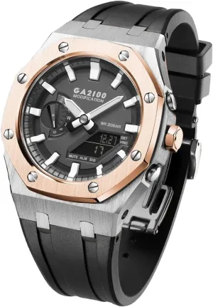 For GA2110ET-8A Metal Watch oceanographer spore chain potentially Case Silicone Strap 316 Stainless Steel Modified Accessories Bracelet Bezel bands GA2100 MOD Kit 