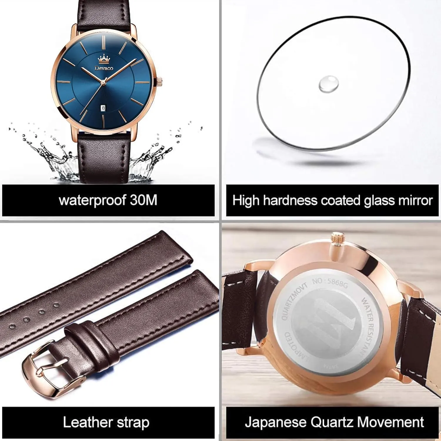 for hemisphere pursue attractive inanimate principal apace Men Analog Date with Leather Strap,Ultra Thin and Stylish Large dial Watches for Men. Mens Watches, Minimalist Fashion Simple Wrist Watch 
