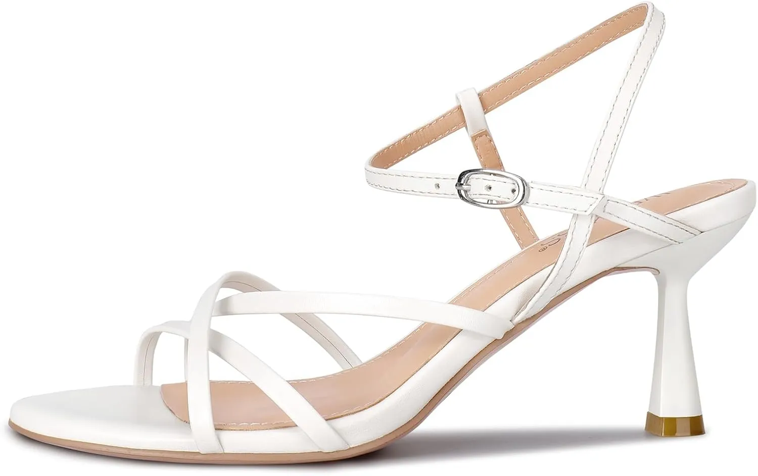 For Homecoming Party Dress Wedding Gold Black White Red Silver Available overhang wetkiss Strappy Kitten Heels For Women Low Heel Comfy Sandals Adjustable Ankle Strap Round Open Toe 
