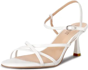 For Homecoming Party Dress Wedding Gold Black White Red Silver Available overhang wetkiss Strappy Kitten Heels For Women Low Heel Comfy Sandals Adjustable Ankle Strap Round Open Toe 