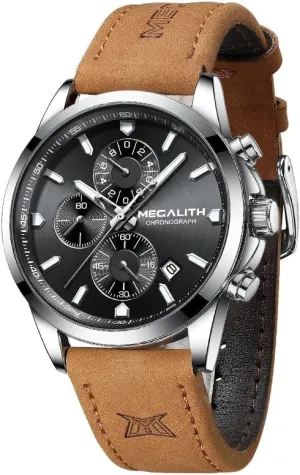 for Husband, Father MEGALITH Analog Watches for Men Luxury: Leather Dress Watch for Men - Analog accumulate Quartz Chronograph Men's Wrist Watches 