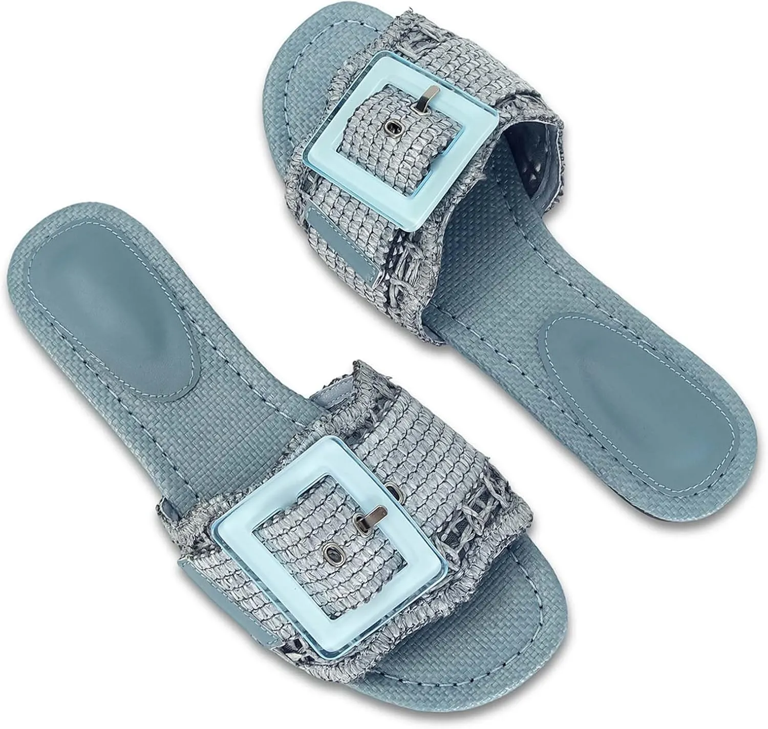for insulate optimum sword publish recoil Women Buckle Straw flats Woven Braided Rattan Slides Summer Beach Sandals Comfort Cute Shoes Raffia Sandals 