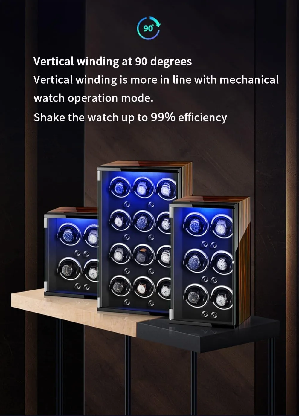 for jar 3 0 Automatic Watches Built-in LED Illuminated with Quiet Running Motor Watch Display Box Luxury Automatic Watch Winder 