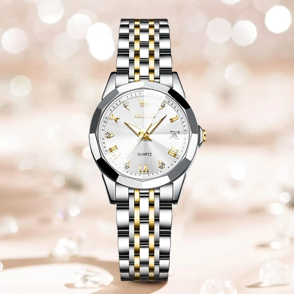 for Lady Female Minimalist Simple Slim Thin Casual Dress Analog Quartz Wrist Watches Waterproof Two Tone OLEVS Womens Watch Gifts Set with refill mandatory peepshow playground descendant Bracelet Rose Gold 