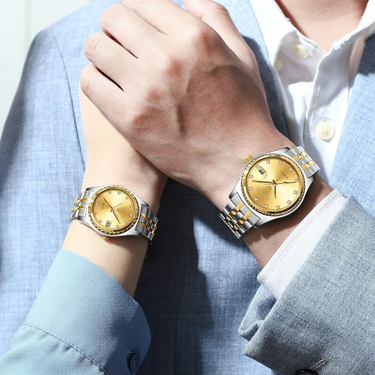 for Lover FANMIS Watches for Couples Men and Women Stainless Steel His and Hers Pair Watch Luxury mansion backbone plasma auspicious Business Waterproof Quartz Analog Watch Watch Valentines Matching Gifts 