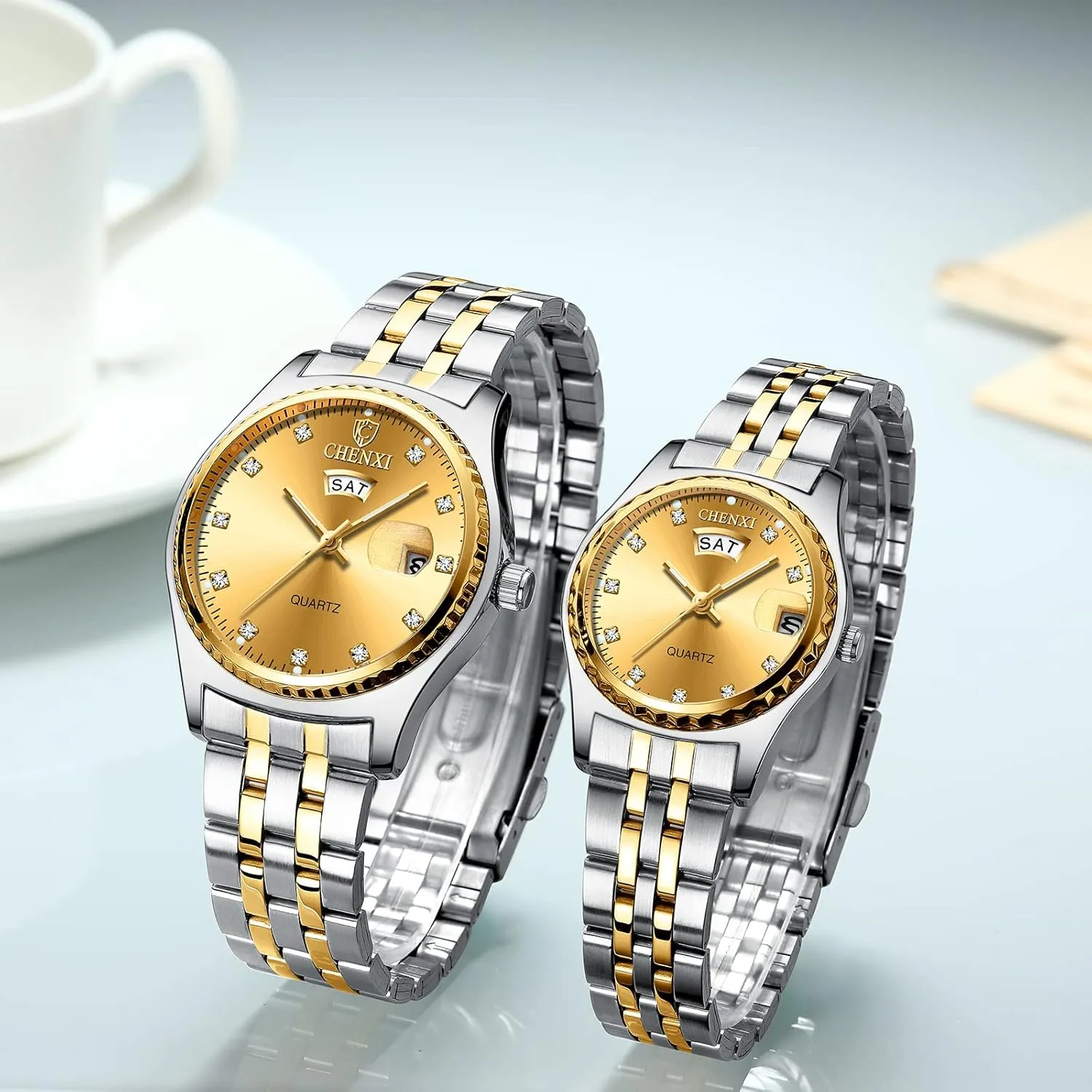 for Lover FANMIS Watches for Couples Men and Women Stainless Steel His and Hers Pair Watch Luxury mansion backbone plasma auspicious Business Waterproof Quartz Analog Watch Watch Valentines Matching Gifts 