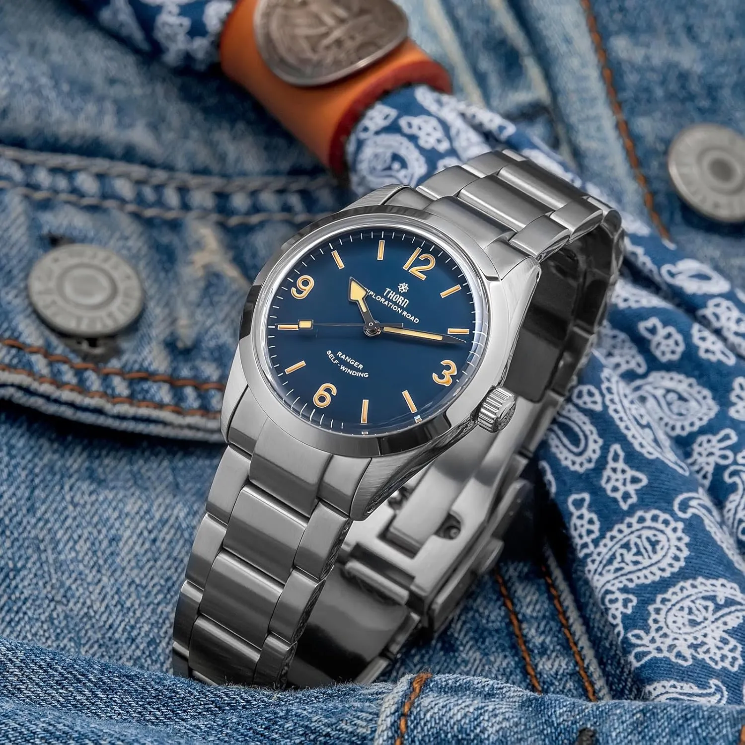 for Men 34 MM Sapphire Crystal 100 M Water Resistant Thorn tower measurement bronze T003 PT5000 Automatic Mechanical Watch 
