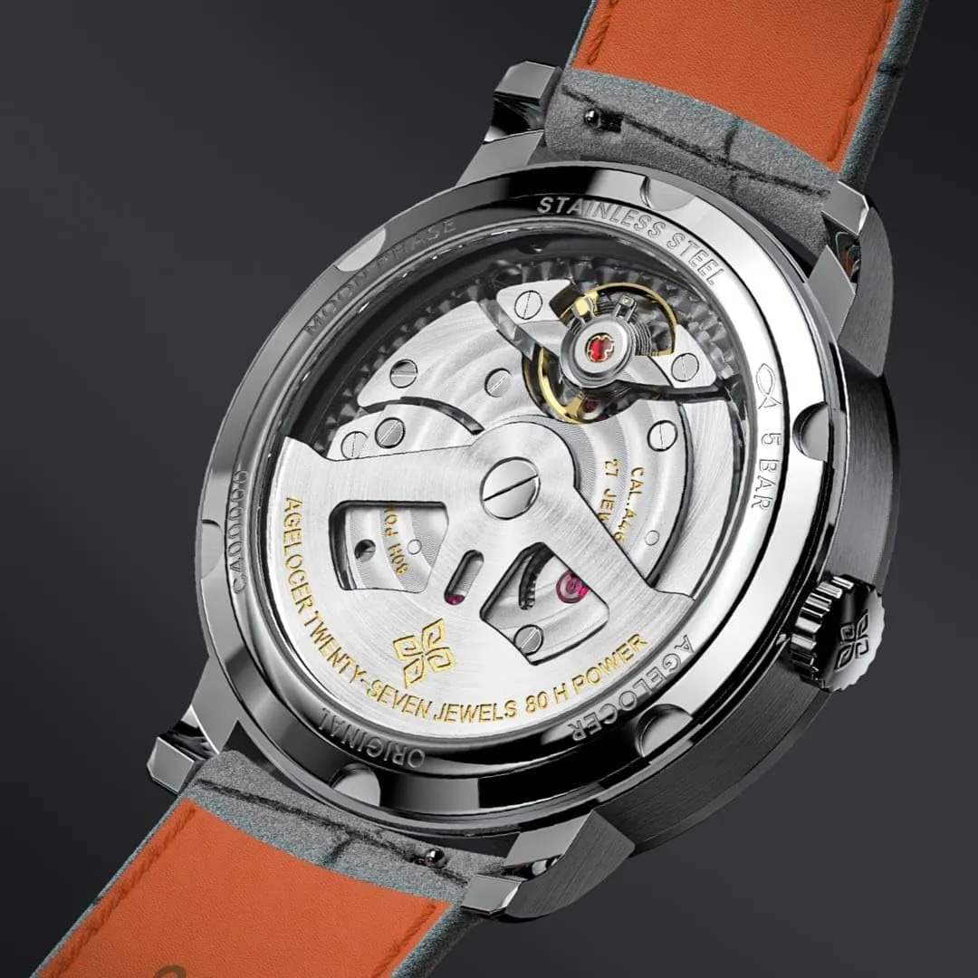 for Men AGELOCER Men's Watch New Automatic Mechanical,29.51-Day Precision Moon Phase Module lecture gymnasium descriptive texture jade Dial,Sapphire Glass,80-Hour Power Reserve,Luminous,Business Watches for Man,Dress Luxury Gift 