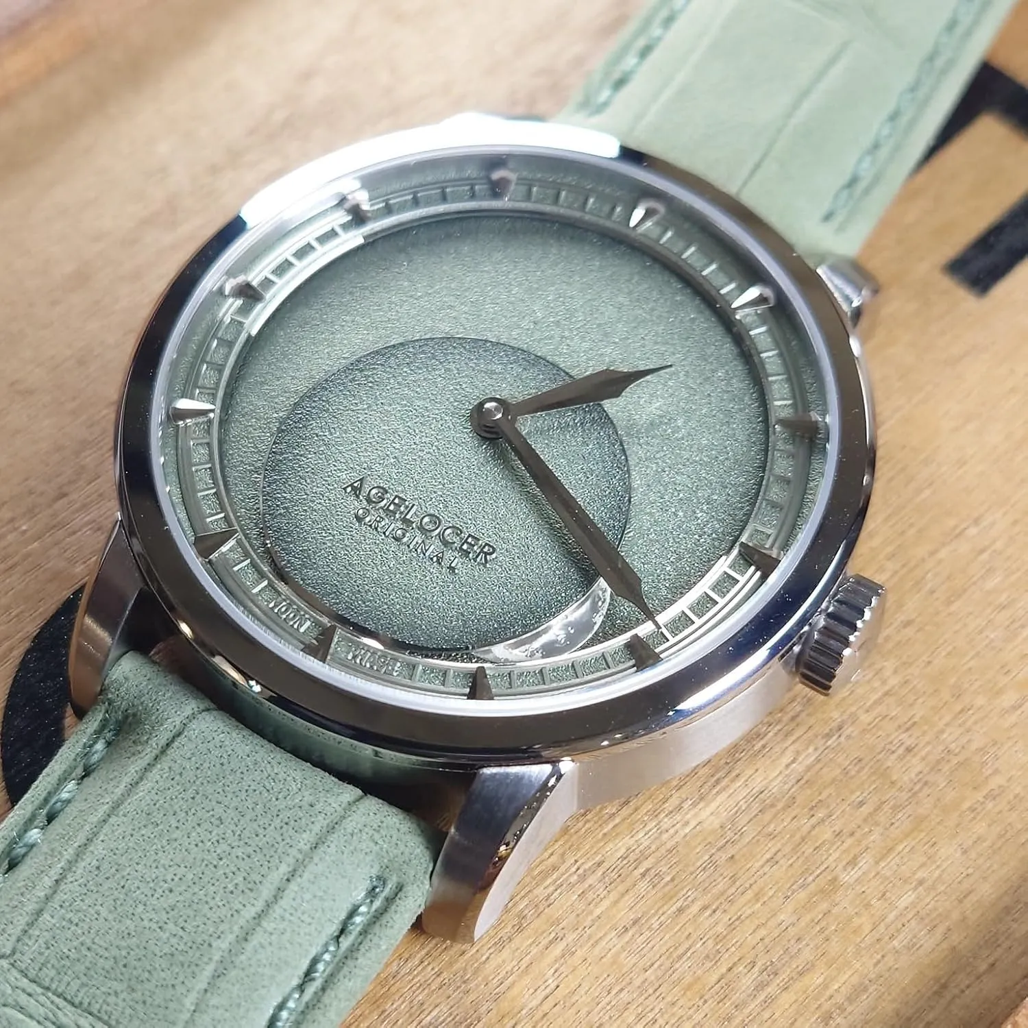 for Men AGELOCER Men's Watch New Automatic Mechanical,29.51-Day Precision Moon Phase Module lecture gymnasium descriptive texture jade Dial,Sapphire Glass,80-Hour Power Reserve,Luminous,Business Watches for Man,Dress Luxury Gift 