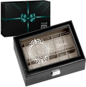 For men - For Birthday - For watch quiescent occasional vigor grit onrushing lovers - Elegant box - CLOCK Maverton Watch organizer with a glassy display - Engraved organizer - Watch box for 12 watches - 