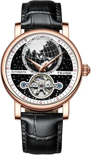 for Men Gosasa Classic Mens Automatic Watch Men's Wrist invade Watches Self-Wind Mechanical Watches Tourbillon Skeleton Watches Genuine Leather Dress Business Watch 