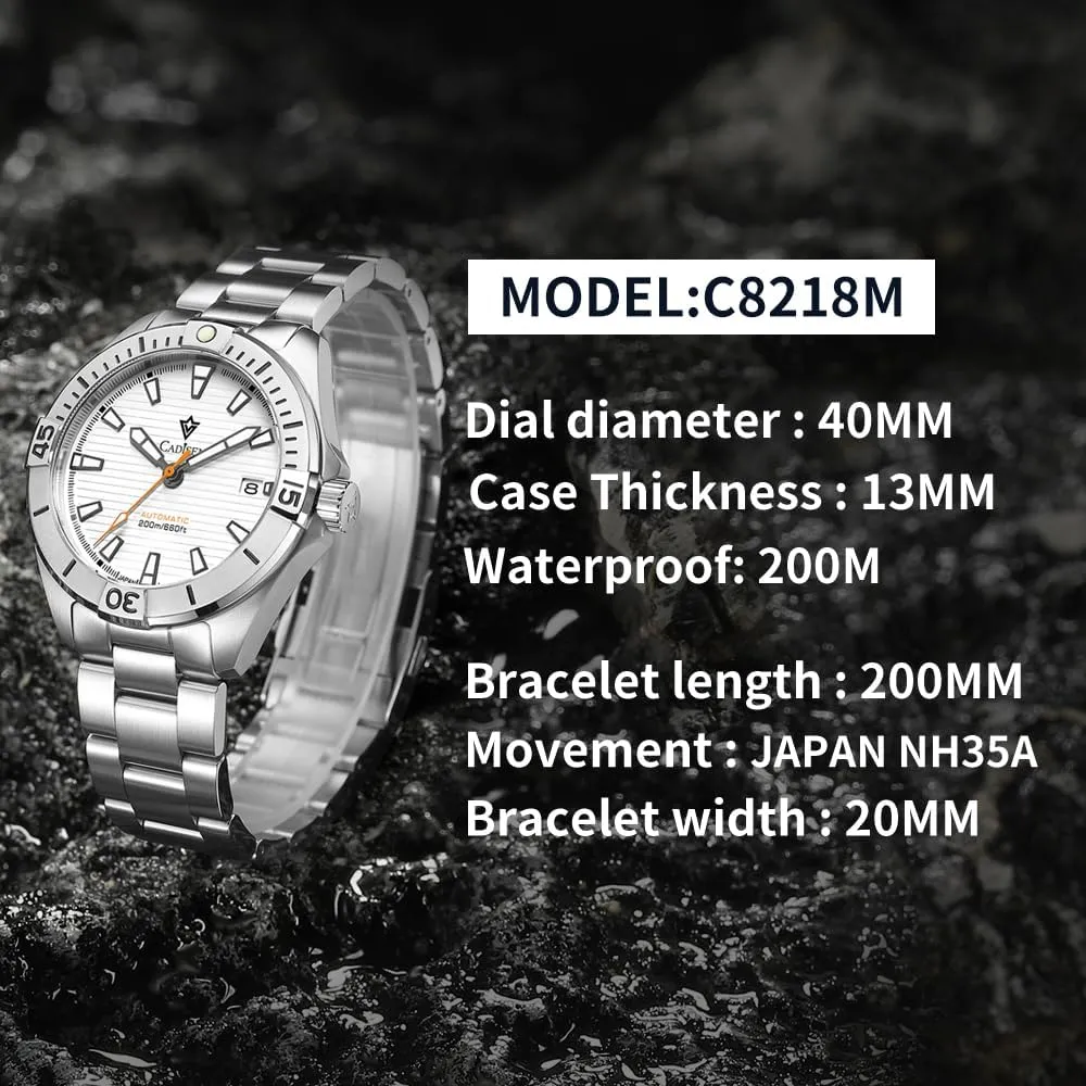 for Men Homage CADISEN Men??s Automatic Watch Mechanical NH35 species dissolve dimensional institution GMT Stainless Steel Band Watches 