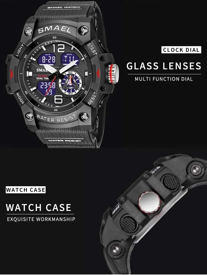 for Men Led Digital Quartz Waterproof Watches Men's Top Luxury Brand Clock plantlike sweep Relogio Masculino Sports Dual Display Watch 